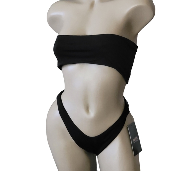 Naked Wardrobe Black Bandeau Bikini Swim Set Size Large - Picture 5 of 10